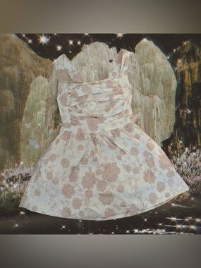 ' Floral White and Blush apron Dress